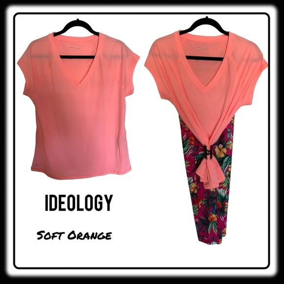 Ideology Soft Orange workout shirt size Large. Stretchy and lightweight! - Picture 1 of 5